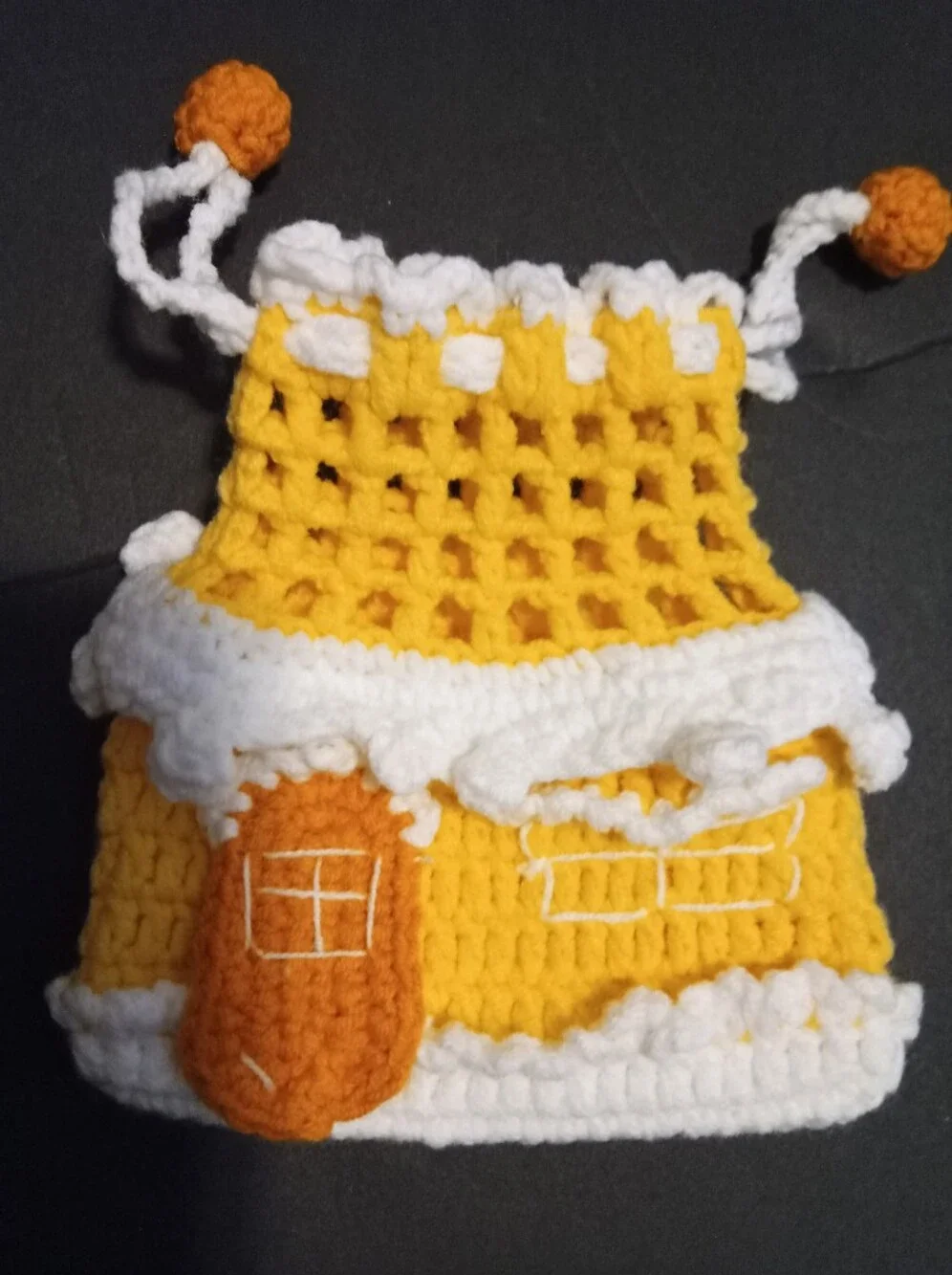 Pouch - Yellow & White Kids Crochet Drawstring Pouch
